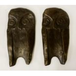 2 BRONZE OWLS 19CMS (H) APPROX X 9.5CMS (W)