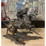 GIL WILES SIGNED BRONZE POLO PLAYERS - 40CM X 30CM HIGH