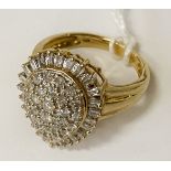 10CT GOLD DIAMOND CLUSTER RING SIZE O - 6 GRAMS APPROX