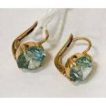 PAIR OF 9CT GOLD AQUAMARINE EARRINGS - 2.5 GRAMS APPROX