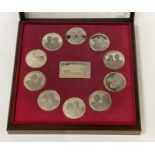 ELEVEN STERLING SILVER MEDALS - APPROX 522 GRAMS - THE SOVEREIGNS OF EUROPE