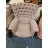 BUTTON BACK ARMCHAIR IN TWEED