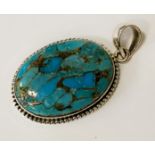 STERLING SILVER COPPER TURQUOISE PENDANT