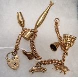 9CT GOLD CHARM BRACELET - APPROX 21.6 GRAMS