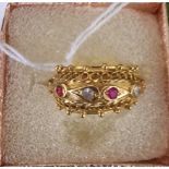 GOLD GEMSTONE RING - SIZE L - 4.2 GRAMS APPROX