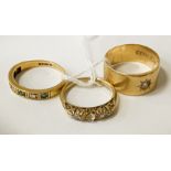 THREE 18CT GOLD RINGS SET WITH DIAMONDS - VARIOUS SIZES - APPROX 13.8 GRAMS
