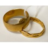 TWO 22CT GOLD RINGS - SIZE M & BOTH APPROX 8.7 GRAMS