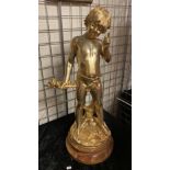 SIGNED GILT BRONZE ''THE THINKER'' - 75 CMS (H) APPROX