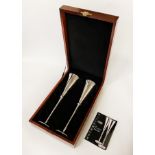 BRITANNIA SILVER MILLENNIUM CHAMPAGNE FLUTES 125 NUMBER BY CARRS IN PRESENTATION BOX - 18 OZS APPROX