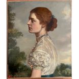 JOHN TEMPLETON LUCAS (1836-1880) OIL ON CANVAS - PORTRAIT OF LADY IN LACE DRESS - SIGNED - 51CM X