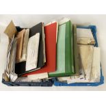 2 TRAYS OF STAMPS & WORLDWIDE STAMPS IN ALBUMS WITH SOME LOOSE