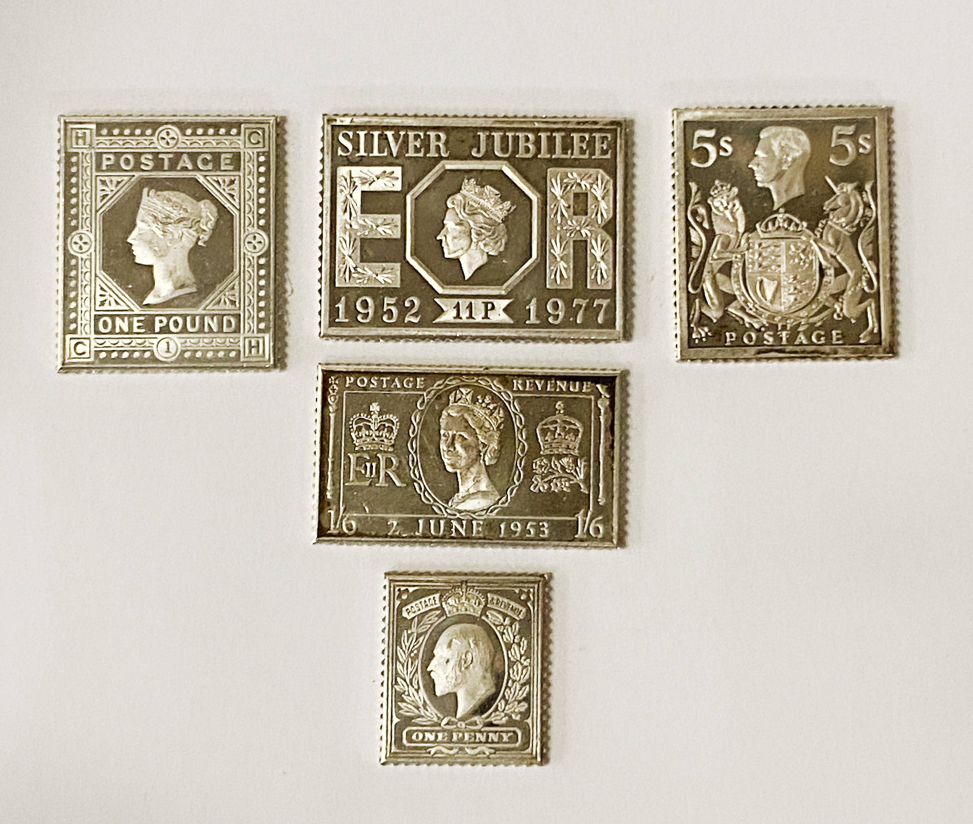 FIVE SILVER JUBILEE STAMPS - APPROX 98 GRAMS