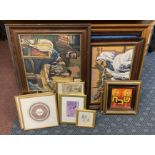 LARGE QTY OF JUDAIC NEEDLEWORK FRAMED PICTURES & OTHERS