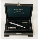 YARD O-LED STERLING SILVER FOUNTAIN PEN IN ORIGINAL WOODEN BOX WITH 18CT GOLD NIB - LTD NUMBER 52