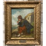 THOMAS BARKER (BARKER OF BATH) GILT FRAMED OIL ON BOARD - FRENCH SOLDIER - INFORMATIONON VERSO