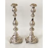PAIR OF HM SILVER CANDLESTICKS -14'' HIGH - 43 OZS APPROX