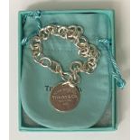 RETURN TO TIFFANY & CO 925 CIRCLE CHARM BRACELET IN POUCH - 35.6 GRAMS APPROX