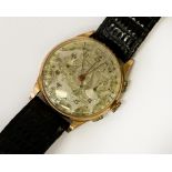 CHRONOGRAPH SUISSE 18CT GENTS WATCH (WATER DAMAGED NEEDS REPAIR)