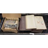TRAY OF WORLD STAMP ALBUMS & FDC'S ETC