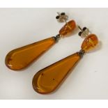 BALTIC AMBER DROP EARRINGS WITH INSECTS