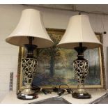 PAIR OF PIERCED GILT TABLE LAMPS