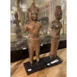 PAIR OF TRIBAL BRONZE FIGURES 46CMS (H) APPROX