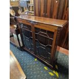 MAHOGANY TWO DOOR GLASS FRONTED CABINET