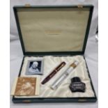 CONWAY STEWART CHURCHILL LTD EDITION FOUNTAIN PEN SET - UNUSED & COMPLETE WITH 18CT GOLD NIB