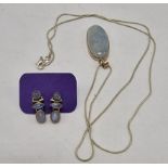 STERLING SILVER MOONSTONE SET EARRINGS & PENDANT