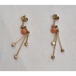 9CT GOLD & CORAL EARRINGS