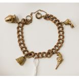 9CT GOLD CHARM BRACELET - APPROX 14.7 GRAMS