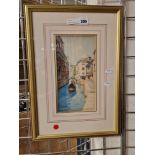 VENETIAN CANAL B.SONI C1910 FRAMED WATERCOLOUR - 28.5 X 15 CMS PICTURE ONLY