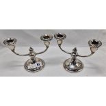 PAIR OF STERLING SILVER CANDELABRAS - 15 CMS (H) APPROX