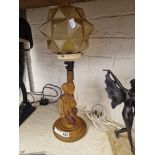 AMBER GLASS FIGURAL TABLE LAMP & SHADE - 47 CMS (H) INCLUDING SHADE