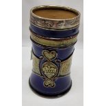 ROYAL DOULTON LAMBETH VASE OF LORD NELSON & HM SILVER TOP (1905) - 14 CMS (H) APPROX