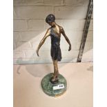 BRONZE ART DECO STYLE FIGURE - 36 CMS (H) APPROX