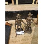 PAIR OF BRONZE COWBOYS - 15 CMS (H) APPROX