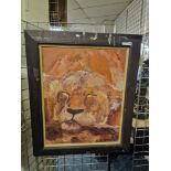 LIONESS PICTURE ON BOARD - 79 X 59.5 CMS APPROX