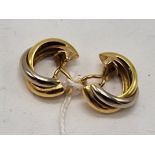PAIR OF TWO COLOUR 18CT GOLD EARRINGS - APPROX 9.3 GRAMS
