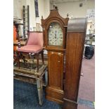 OAK GRANDFATHER CLOCK - HAND PAINTED FACE