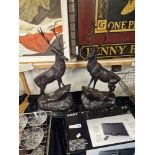 PAIR OF LARGE BRONZE STAGS - 72 CMS (H) APPROX