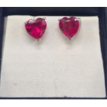 RUBY STUD EARRINGS WITH SILVER CLASPS