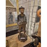 SIGNED BRONZE - WHISTLING BOY - 55 CMS (H) APPROX