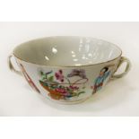 DOUBLE HANDLED ORIENTAL HAND PAINTED BOWL 7.5CMS (H) A/F