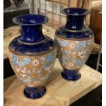 PAIR OF ROYAL DOULTON LAMBETH VASES - 34.5 CMS (H) APPROX