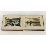 SMALL UNUSUAL EARLY JAPANESE LACQUER ALBUM INCL. SOME NOVELTY JAPANESE POSTCARDS