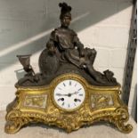 GILT FIGURAL CLOCK 35CMS (H) APPROX