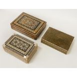 THREE MORROCAN STYLE WOODEN TRINKET BOXES A/F