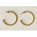 14K GILT STERLING SILVER ROPE HOOP EARRINGS