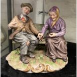 CAPO DI MONTE ''SEATED ELDERLY COUPLE'' 20CMS (H) APPROX